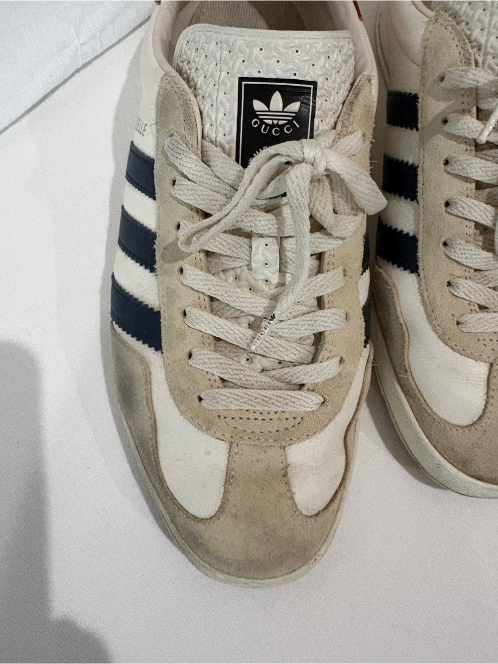 Gucci Adidas Men's Low-Top Sneakers in Off-White and Black